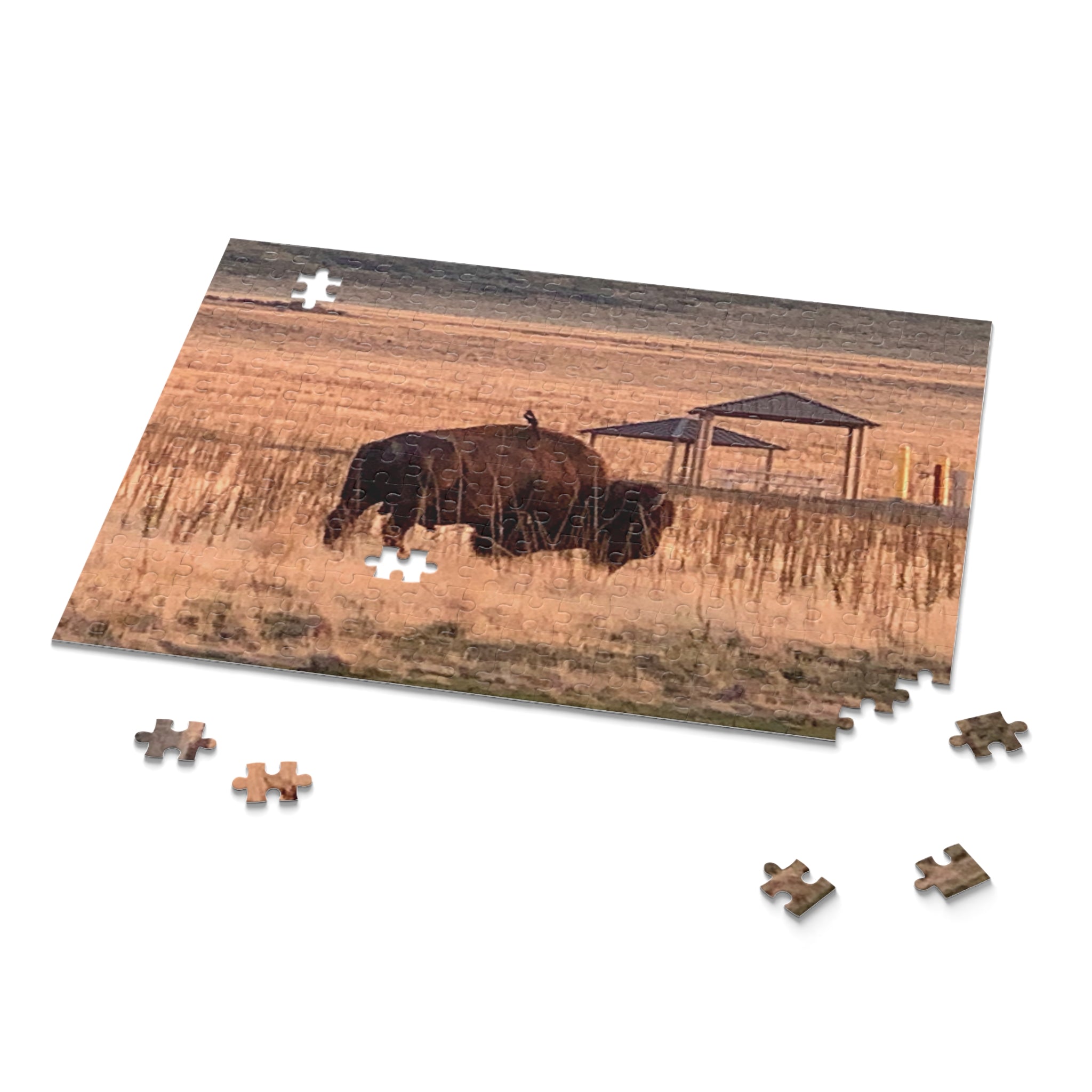 Nature-Themed Buffalo Puzzle - 120/252/500 Pieces for Wildlife Lovers, Family Fun, Gift for Kids, Home Decor, Outdoor Enthusiasts